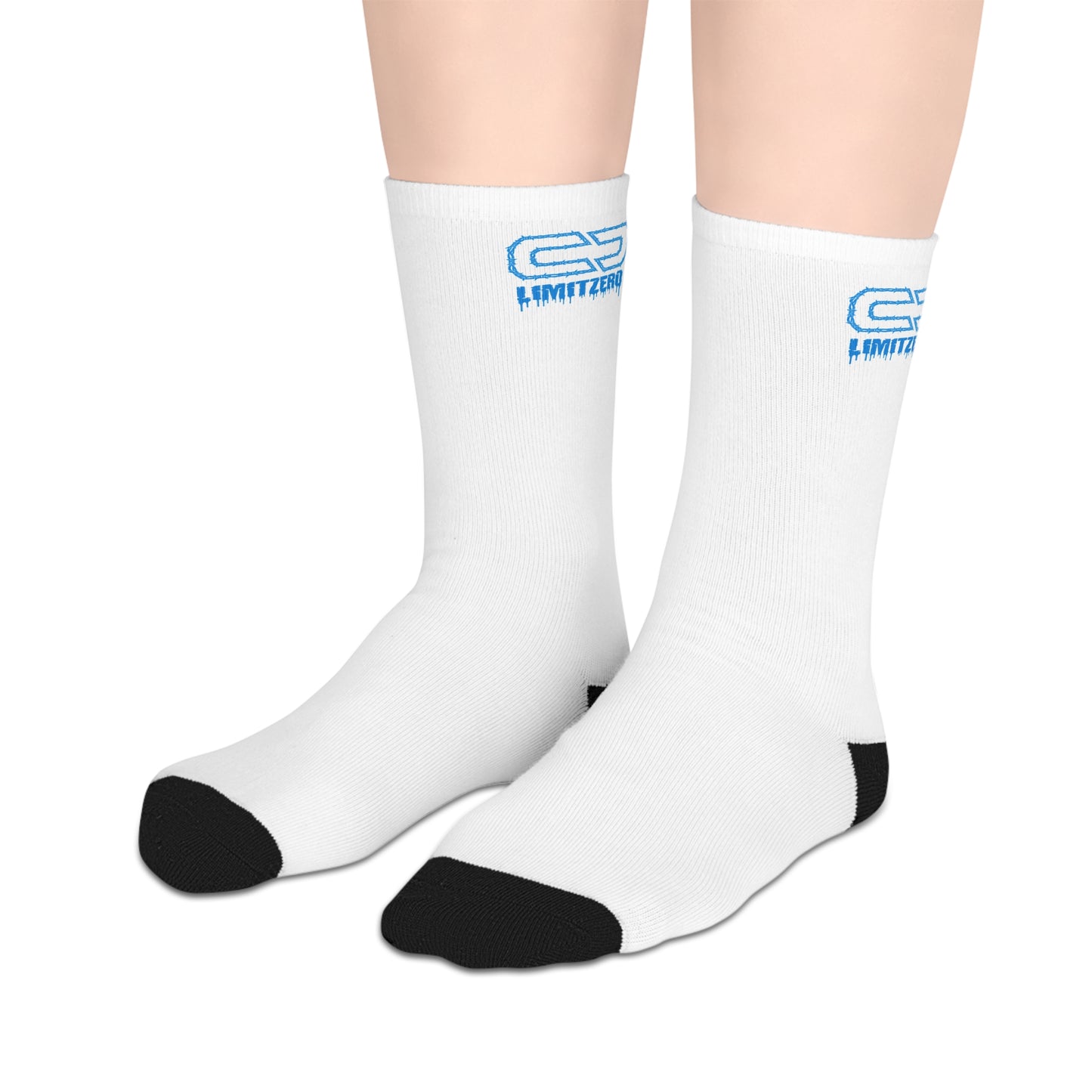 LimitZero White/Blue Athletic Mid-Calf Sport Crew Socks
