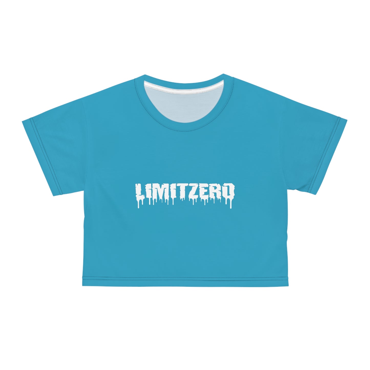 LimitZero Women`s Turquoise Plain New Era Front Drip Logo Crop Tee (DTG)
