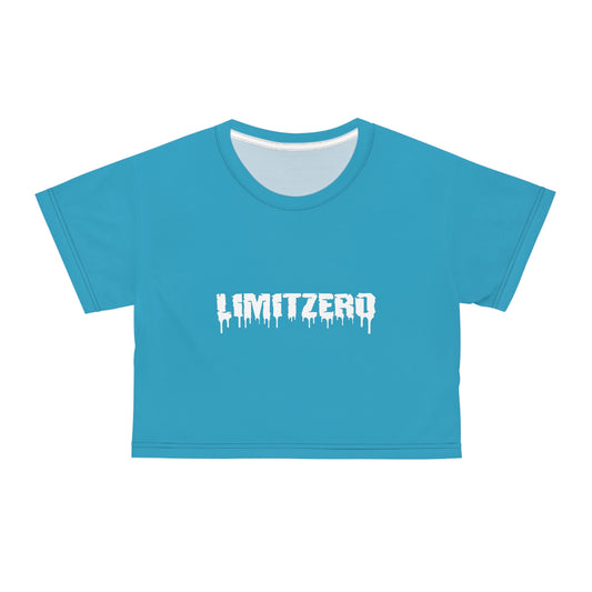 LimitZero Women`s Turquoise Plain New Era Front Drip Logo Crop Tee (DTG)