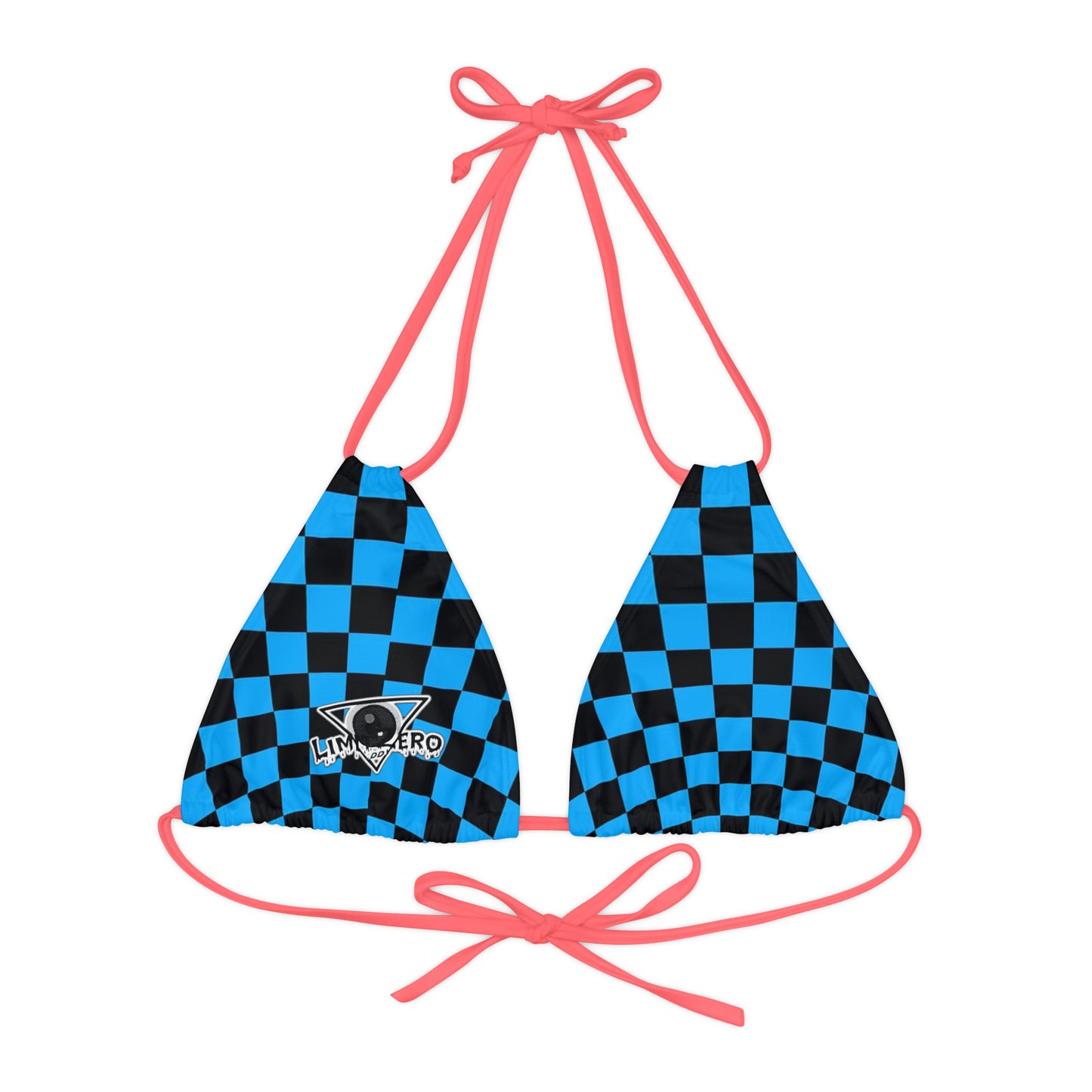 LimitZero Blue Checkered Strappy Triangle Bikini Top