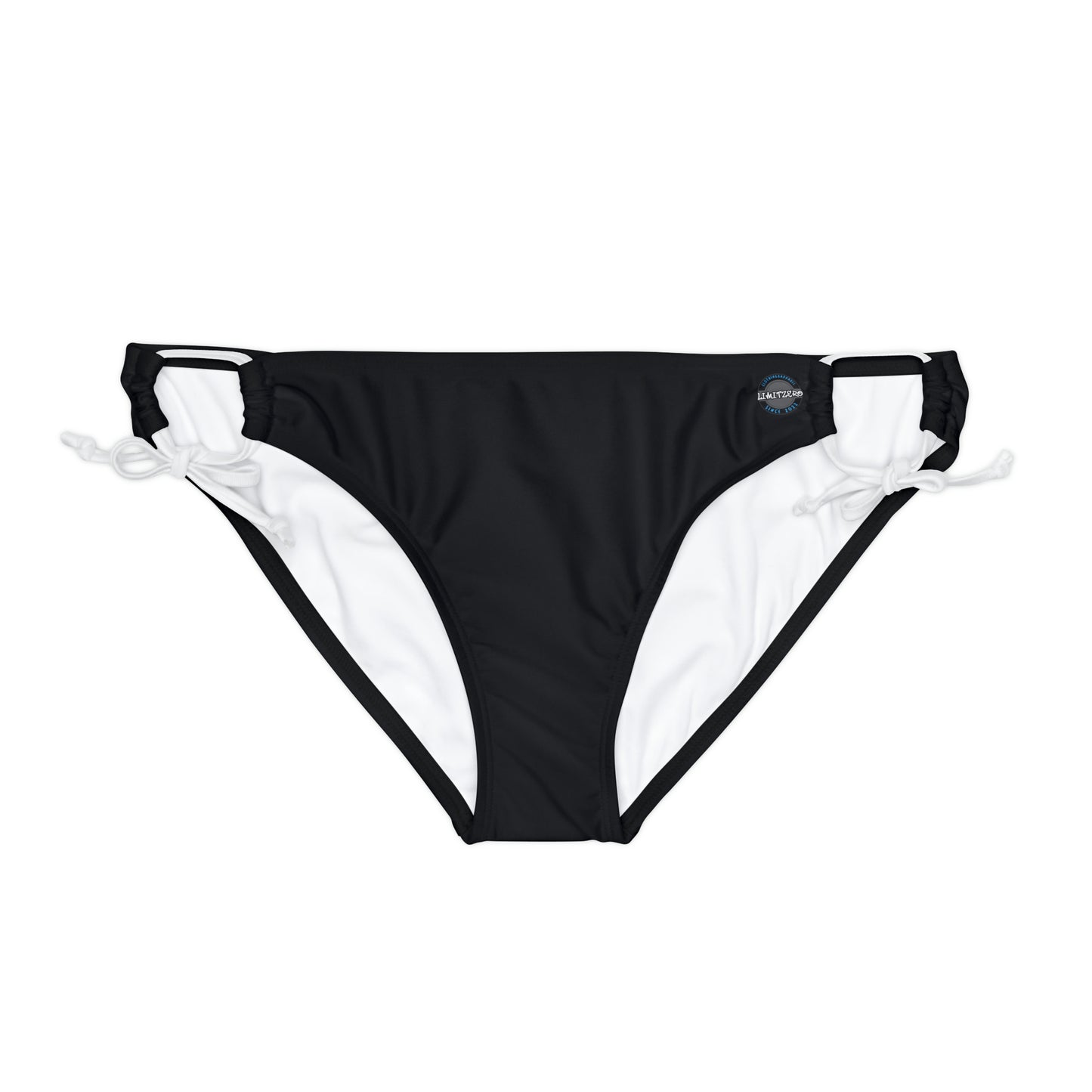 LimitZero Black Plain Loop Tie Side Bikini Bottom (AOP)