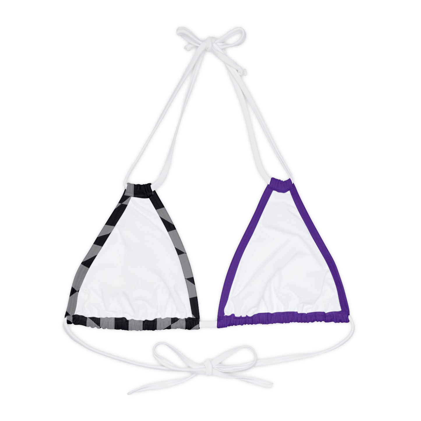 LimitZero Half Checkered Purple Strappy Triangle Bikini Top