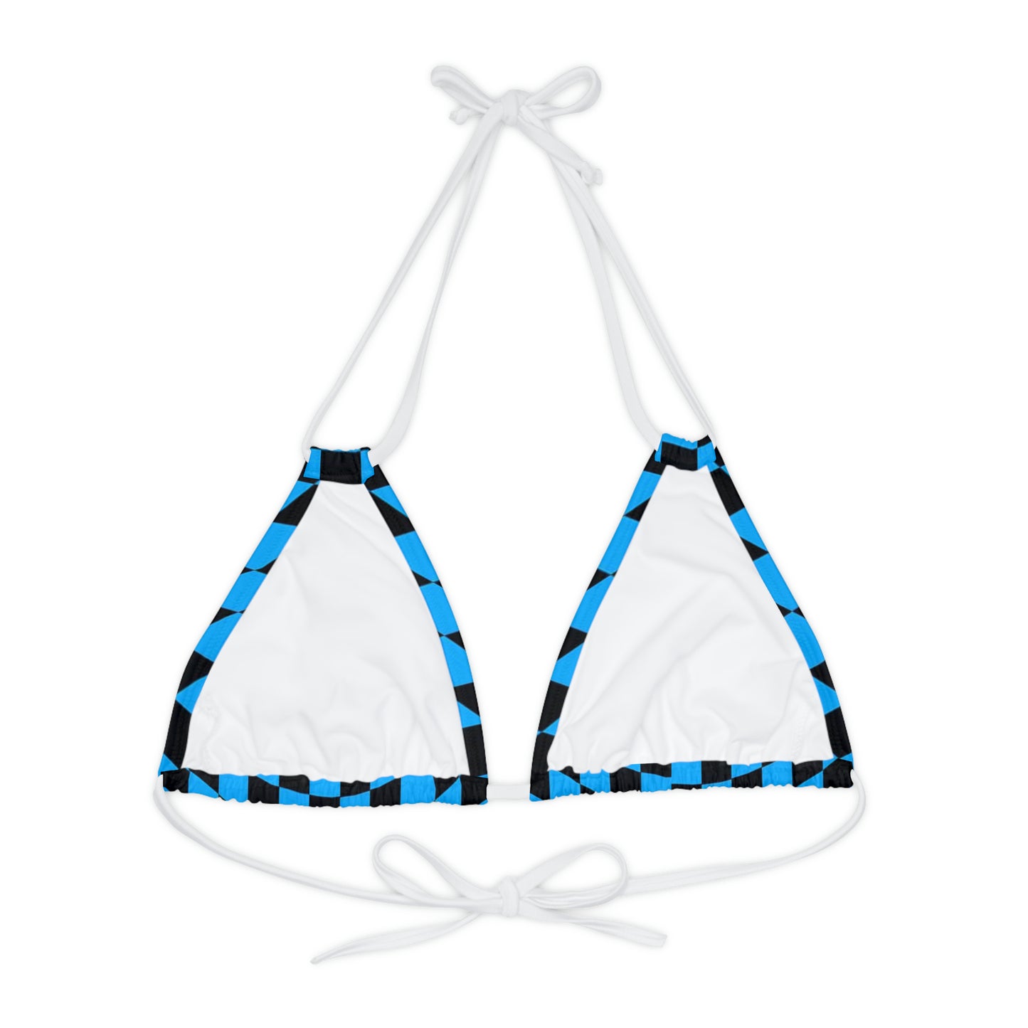 LimitZero Blue Checkered Strappy Triangle Bikini Top