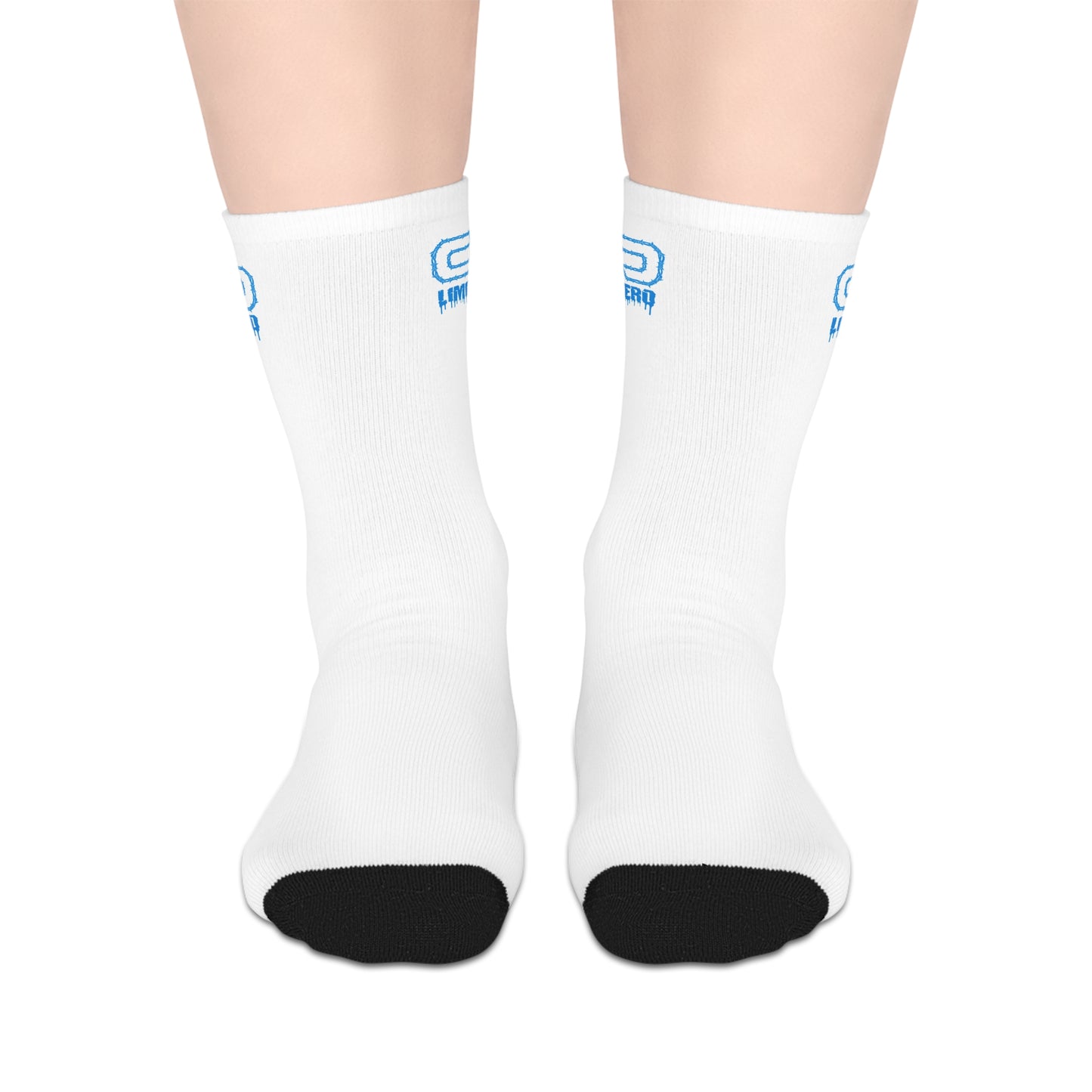 LimitZero White/Blue Athletic Mid-Calf Sport Crew Socks
