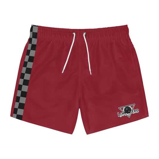 LimitZero Grey checkered Maroon Logo Surf Shorts