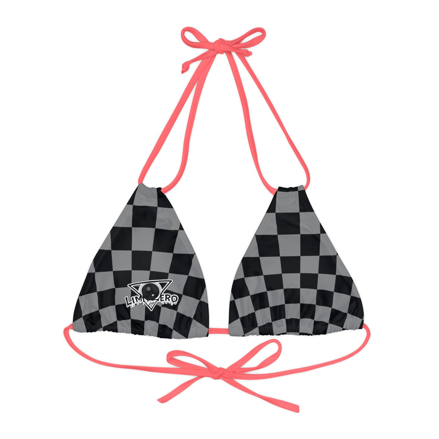 LimitZero Grey Checkered Strappy Triangle Bikini Top