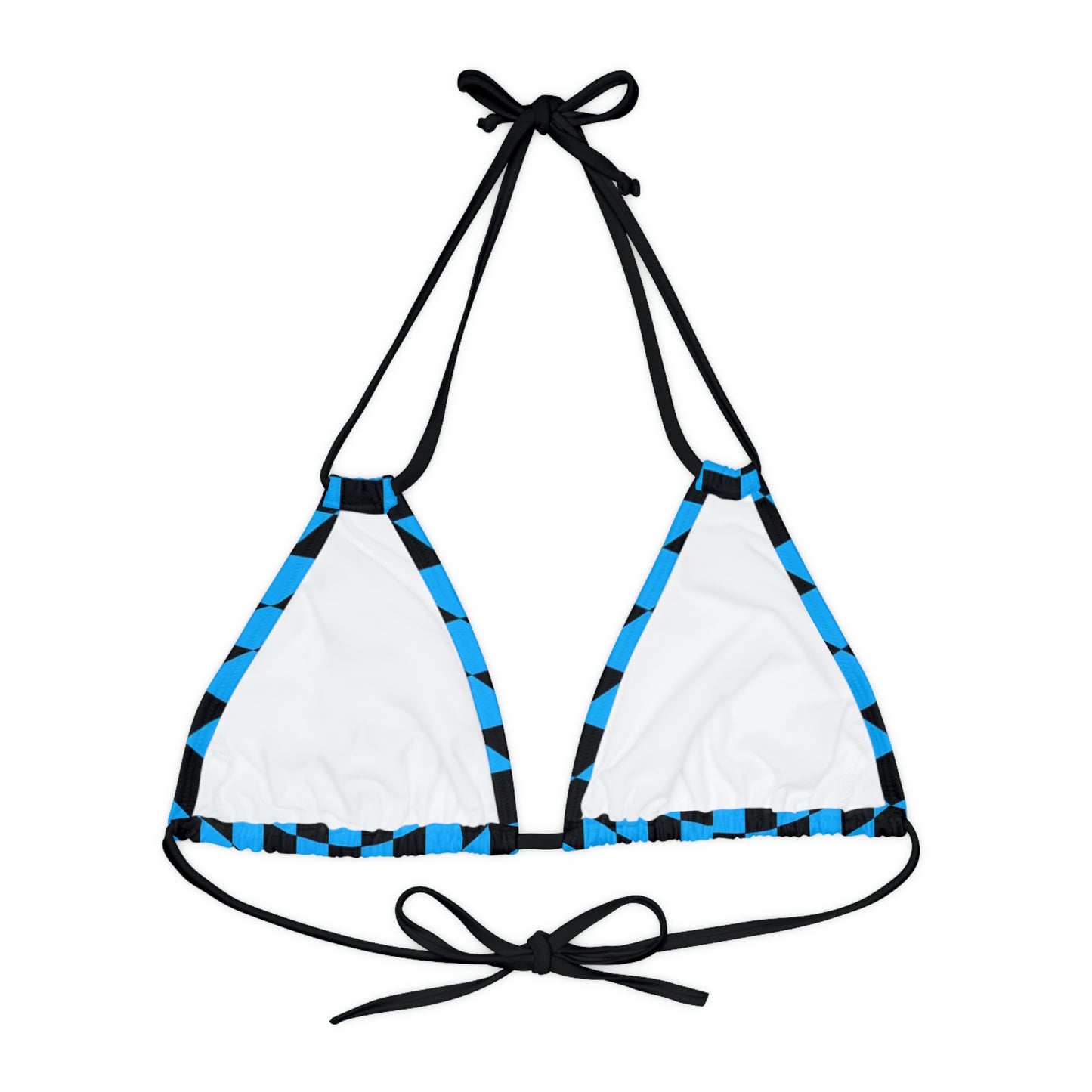 LimitZero Blue Checkered Strappy Triangle Bikini Top