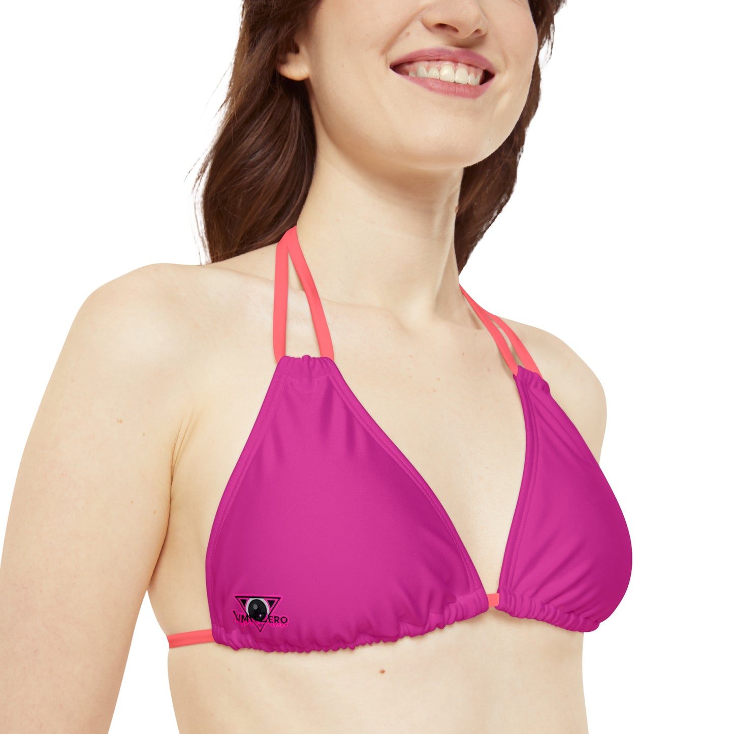 LimitZero Plain Pink Strappy triangle Bikini Top