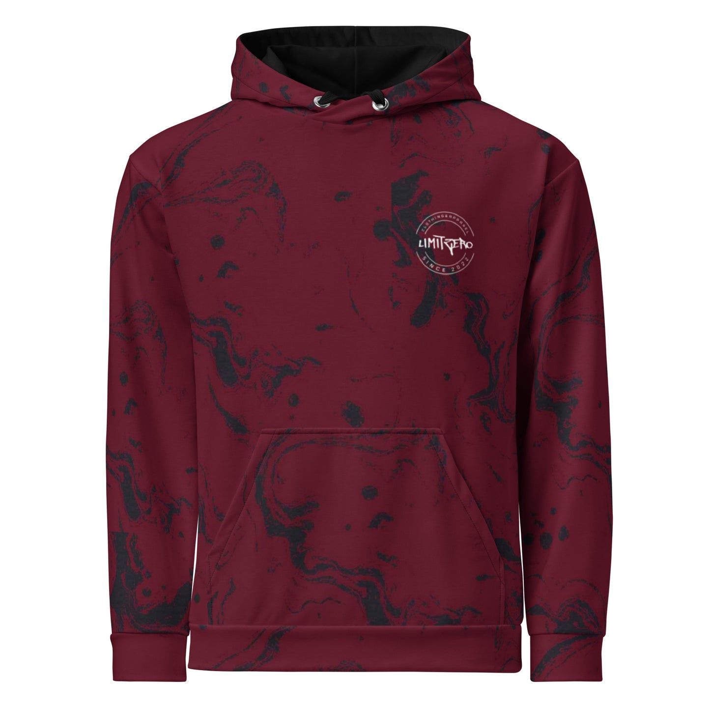 LimitZero LimitedEdition Maroon/Black Tie-Dye Unisex Hoodie