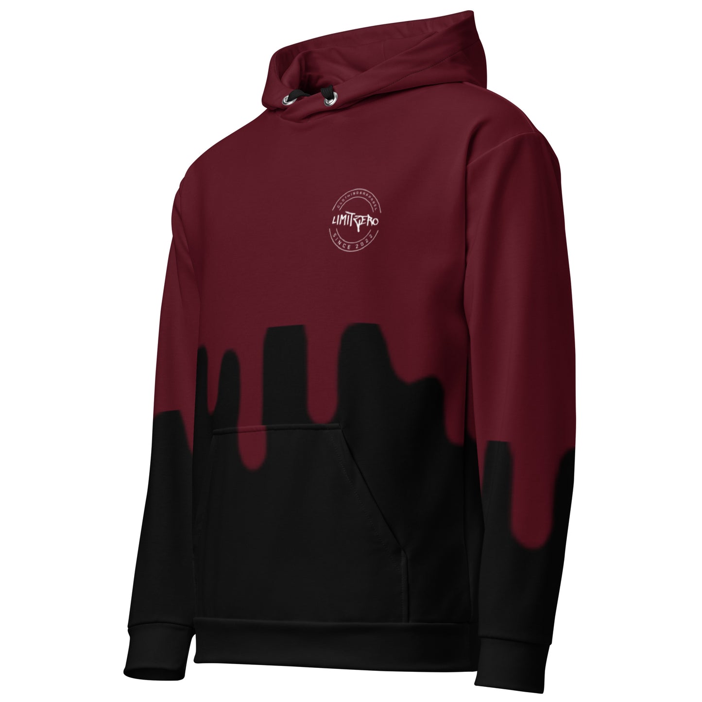 LimitZero LimitedEdition Logo V2 2-Drip-Color (Burgundy/Black) Unisex Hoodie