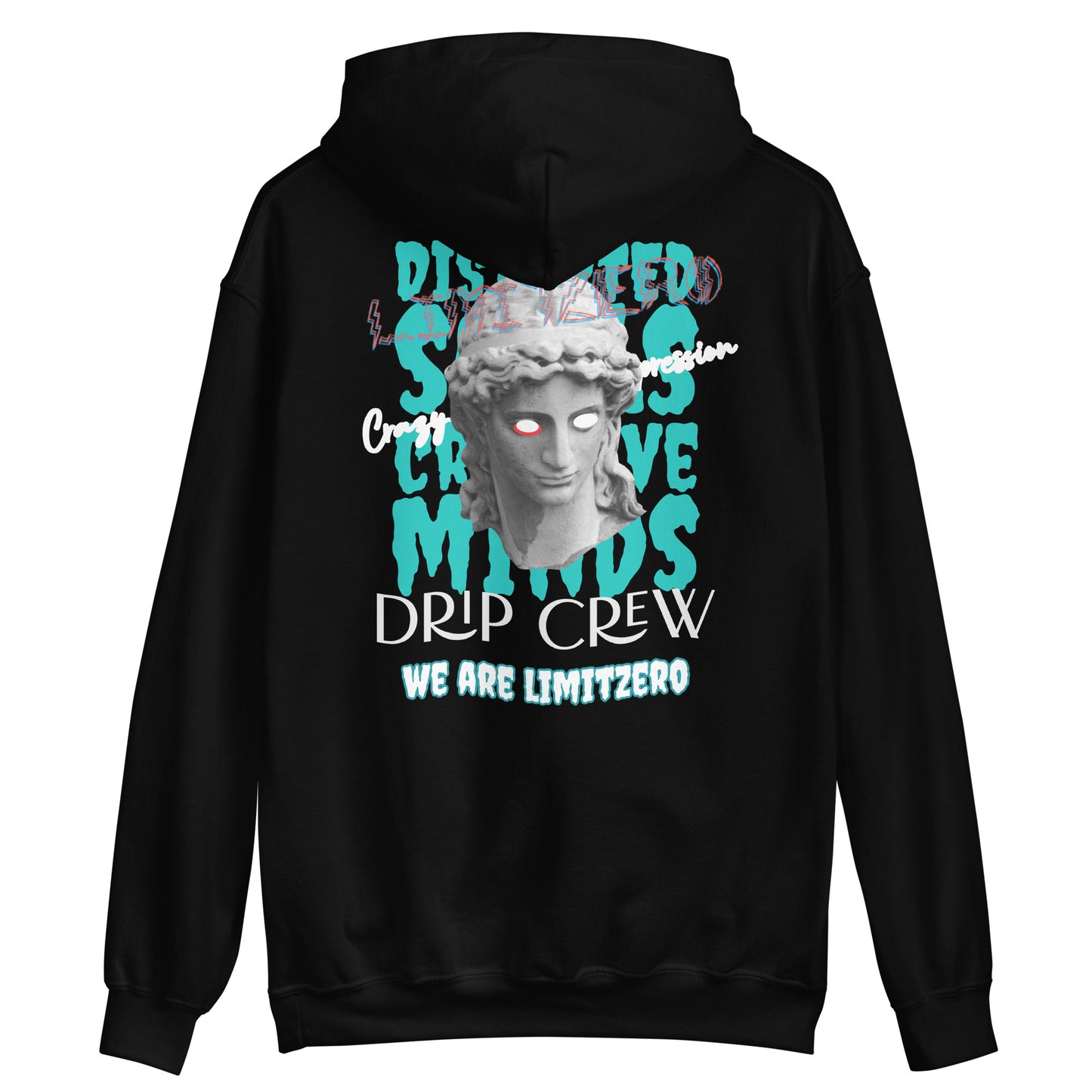 LimitZero LimitedEdition Embroided Blue Distorted Cr33p Unisex hoodie